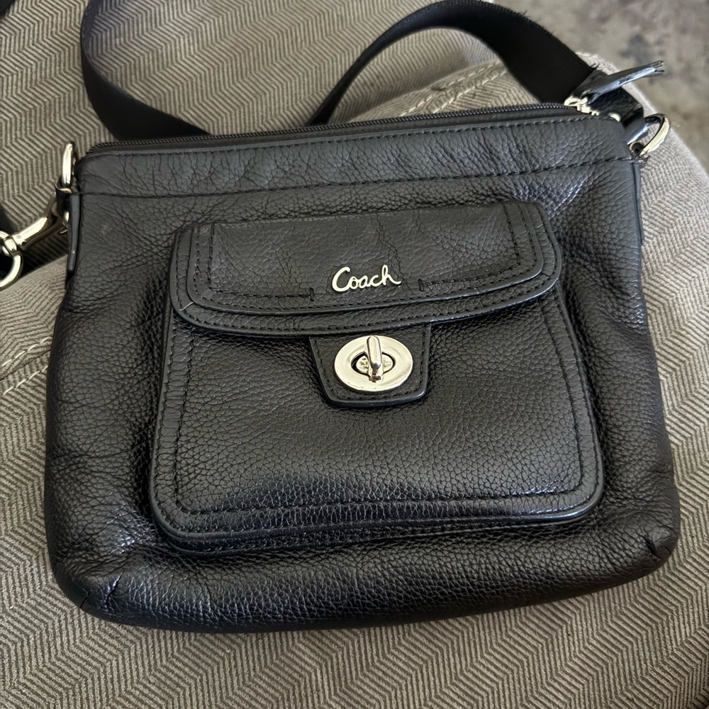 Coach Black Pebbled Leather Shoulder Bag
